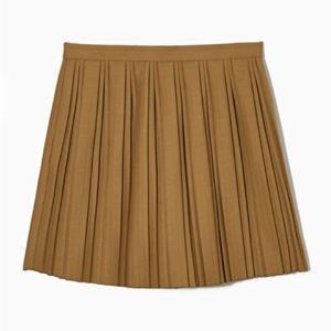 COS Pleated Wool-Blend Mini Skirt in Light Brown